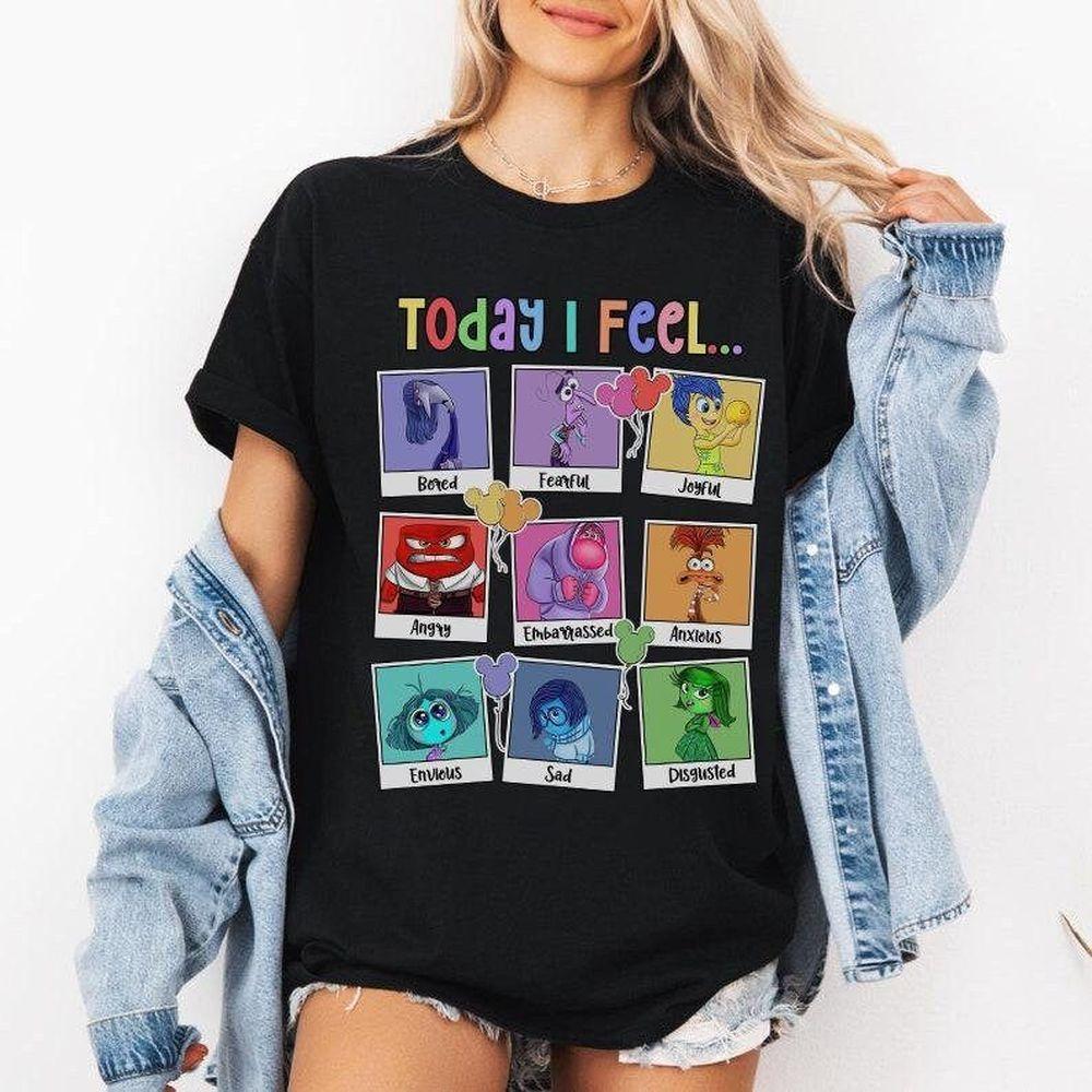 Disney Pixar Inside Out 2 Today I Feel Characters Group Shirt Disneyland Family Matching Shirt Magic Kingdom Wdw Trip Tee Birthday Gift Design T-shirt